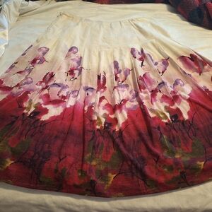 Jones Wear Cream and Red Maxi A-Line Skirt